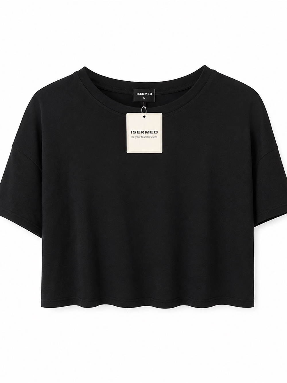 ISERMEO Black Oversized Cropped T-Shirt NWT Size Large